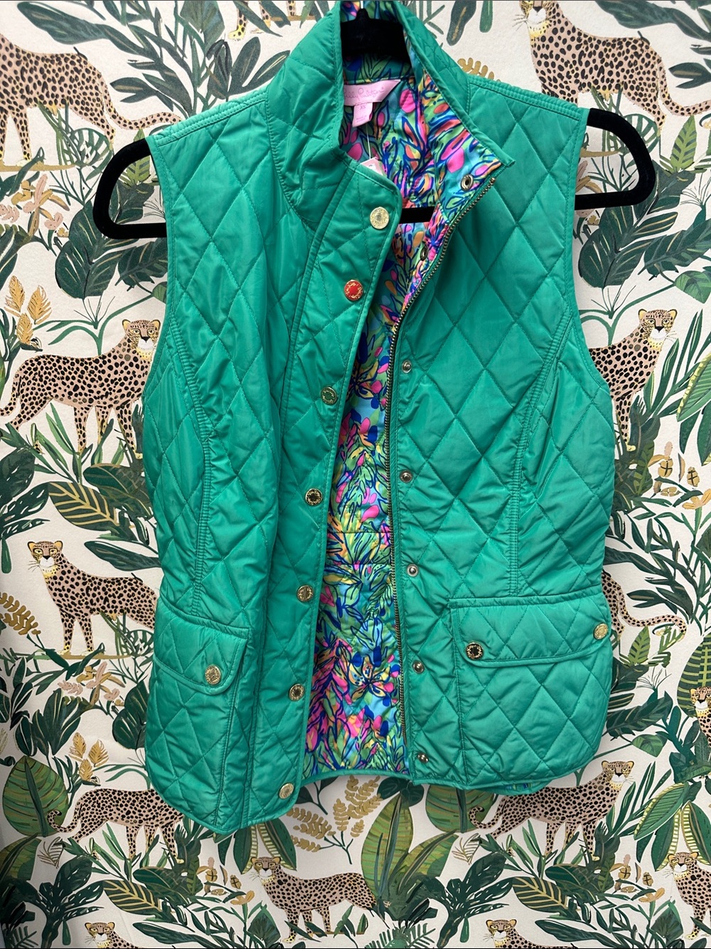 Lilly Pulitzer Quilted Sleeveless Vest - Teal Green XS